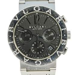 Pre Owned Bvlgari Black Stainless Steel Bvlgari BB38SSCH Men's Wristwatch 38 mm