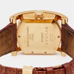 Pre Owned Bvlgari Cream 18k Yellow Gold Alligator Assioma AA 44 G Men's Wristwatch 44 mm