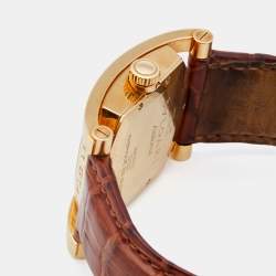 Pre Owned Bvlgari Cream 18k Yellow Gold Alligator Assioma AA 44 G Men's Wristwatch 44 mm