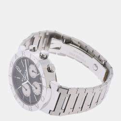 Pre Owned Bvlgari Black Stainless Steel Bvlgari Bvlgari BB38SSCH Automatic Men's Wristwatch 38 mm