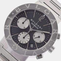 Pre Owned Bvlgari Black Stainless Steel Bvlgari Bvlgari BB38SSCH Automatic Men's Wristwatch 38 mm