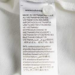 Pre Owned Calvin Klein White Logo Applique Cotton Slim Fit Polo T-Shirt XXL 