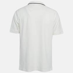 Pre Owned Calvin Klein White Logo Applique Cotton Slim Fit Polo T-Shirt XXL 