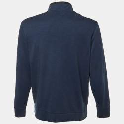 Pre Owned جاكيت كالفن كلاين جيرسي أزرق داكن بمقاس كبير بسحاب