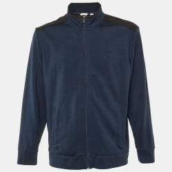 Pre Owned Calvin Klein Dark Blue Jersey Zip Up Jacket L 