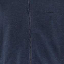 Pre Owned جاكيت كالفن كلاين جيرسي أزرق داكن بمقاس كبير بسحاب