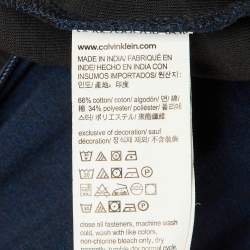 Pre Owned جاكيت كالفن كلاين جيرسي أزرق داكن بمقاس كبير بسحاب