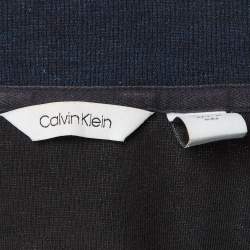 Pre Owned جاكيت كالفن كلاين جيرسي أزرق داكن بمقاس كبير بسحاب