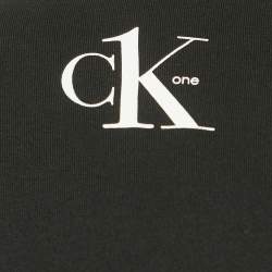Pre Owned Calvin Klein CKone Black Rose Print Jersey Distressed T-Shirt XS