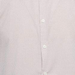 Pre Owned alvin Klein White/Red Dots Print Cotton Blend Half Sleeve Shirt L