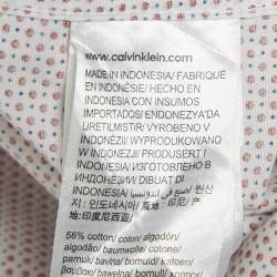 Pre Owned alvin Klein White/Red Dots Print Cotton Blend Half Sleeve Shirt L