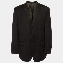 Pre Owned Calvin Klein Black Striped Wool Macy's Blazer XL