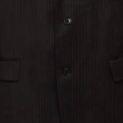 Pre Owned Calvin Klein Black Striped Wool Macy's Blazer XL