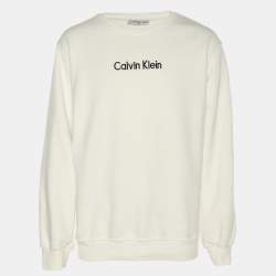 مملوكة مسبقًا Calvin Klein White Jersey Logo Sweater XL