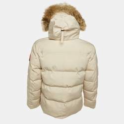 مملوكة مسبقًا Canada Goose Light Beige Down Fur Trim Wyndham Parka L