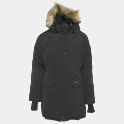 Pre Owned Canada Goose Black Synthetic Detachable Fur Hooded Zip-Up Jacket XL