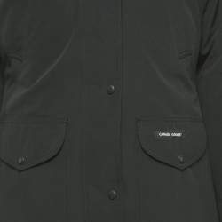 Pre Owned Canada Goose Black Synthetic Detachable Fur Hooded Zip-Up Jacket XL