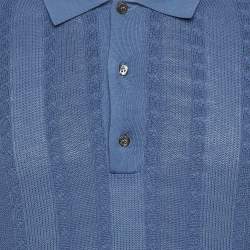 مملوكة مسبقًا تِي شيرت كانالي قطن أزرق بتصميم كابل رقبة بولو مقاس كبير جدًا - إكسترا لارج