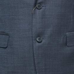 Pre Owned Canali Navy Blue Wool Pants Suit L