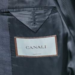 Pre Owned Canali Navy Blue Wool Pants Suit L