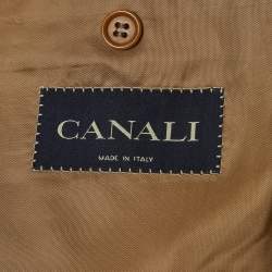 Pre Owned Canali Beige Pinstripe Wool Regular Fit Suit XXL