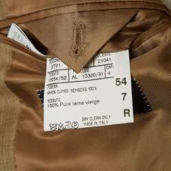 Pre Owned Canali Beige Pinstripe Wool Regular Fit Suit XXL