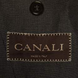 Pre Owned Canali Charcoal Grey Linen Blend Single Breasted Suit L