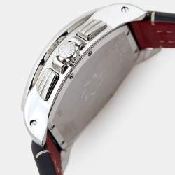 Pre Owned Carl F. Bucherer Black Stainless Steel Leather Patravi T-Graph 00.10615.08.33.01 Men's Wristwatch 39 mm