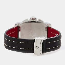 Pre Owned Carl F. Bucherer Black Stainless Steel Leather Patravi T-Graph 00.10615.08.33.01 Men's Wristwatch 39 mm
