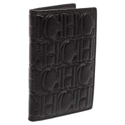 Carolina Herrera Signature Embossed Leather Bifold Card Case