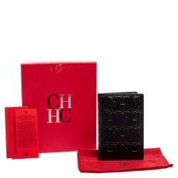 Carolina Herrera Signature Embossed Leather Bifold Card Case