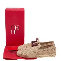 Carolina Herrera Beige Monogram Canvas Espadrille Flats Size 42.5