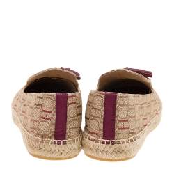 Carolina Herrera Beige Monogram Canvas Espadrille Flats Size 42.5