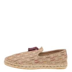 Carolina Herrera Beige Monogram Canvas Espadrille Flats Size 42.5
