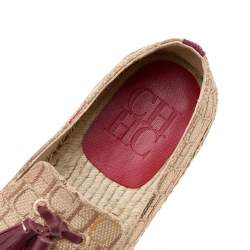 Carolina Herrera Beige Monogram Canvas Espadrille Flats Size 42.5