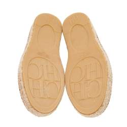 Carolina Herrera Beige Monogram Canvas Espadrille Flats Size 42.5