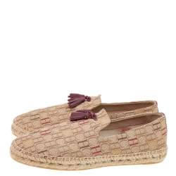 Carolina Herrera Beige Monogram Canvas Espadrille Flats Size 42.5