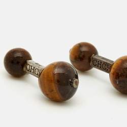 مملوكة مسبقًا Carolina Herrera Tigers Eye Silver 925 Cufflinks 