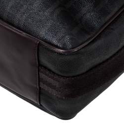 Carolina Herrera Dark Brown Monogram Coated Canvas and Leather Flap Messenger Bag