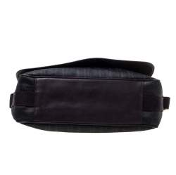Carolina Herrera Dark Brown Monogram Coated Canvas and Leather Flap Messenger Bag