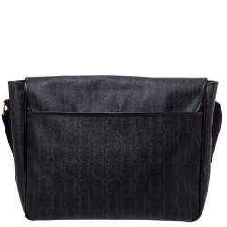 Carolina Herrera Dark Brown Monogram Coated Canvas and Leather Flap Messenger Bag
