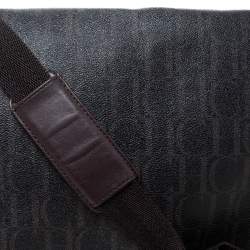 Carolina Herrera Dark Brown Monogram Coated Canvas and Leather Flap Messenger Bag