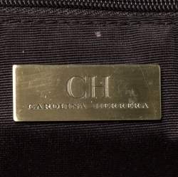 Carolina Herrera Dark Brown Monogram Coated Canvas and Leather Flap Messenger Bag