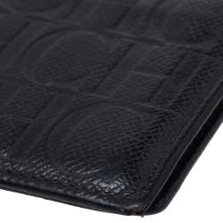 Carolina Herrera Black Monogram Leather Bi-Fold Wallet