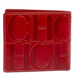 Carolina Herrera Red Monogram Leather Bifold Wallet