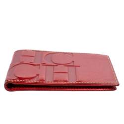 Carolina Herrera Red Monogram Leather Bifold Wallet