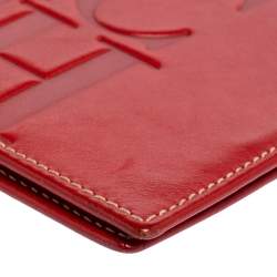 Carolina Herrera Red Monogram Leather Bifold Wallet