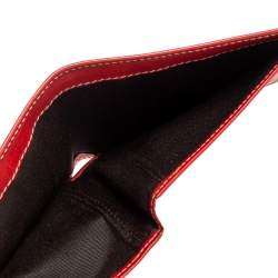Carolina Herrera Red Monogram Leather Bifold Wallet