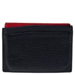 Carolina Herrera Navy Blue/Red Leather Sport Card Holder