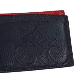Carolina Herrera Navy Blue/Red Leather Sport Card Holder